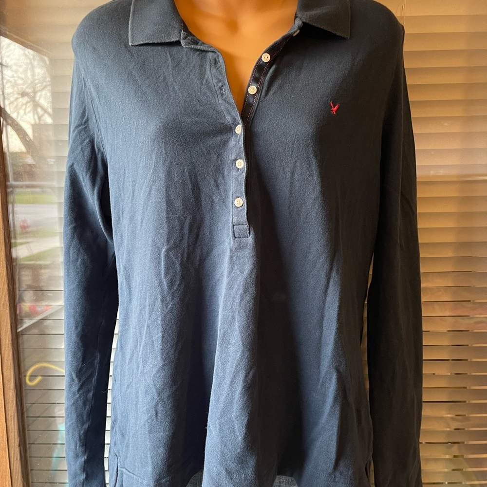 American Eagle: Navy Blue Button Down Polo, Size XL